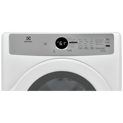 Electrolux ELFE733CAW 8.0 cu. ft. electric dryer with energy-efficient performance, advanced drying technology, and sleek white design for modern laundry room