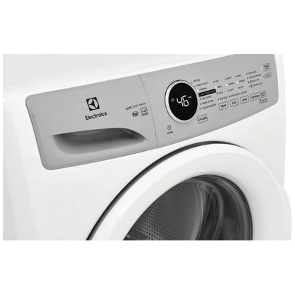 Electrolux ELFW7337AW 4.4 cu. ft. front-load washer with 1,100 RPM spin speed, multiple wash cycles, energy-efficient design, and stackable installation option