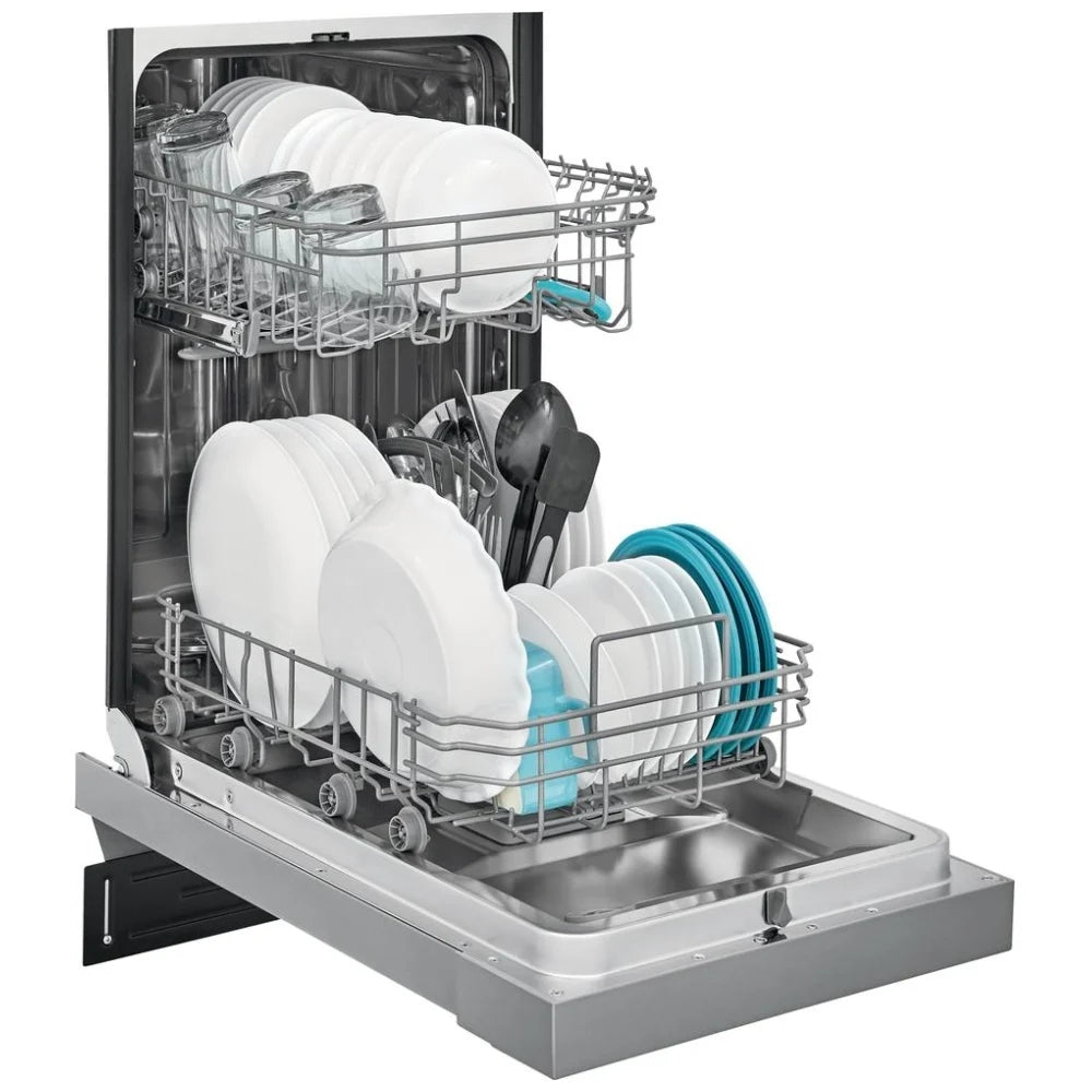 FFBD1831US 18-inch dishwasher with stainless steel tub, heated drying system, 8 place settings, multiple cleaning cycles, and ENERGY STAR certification