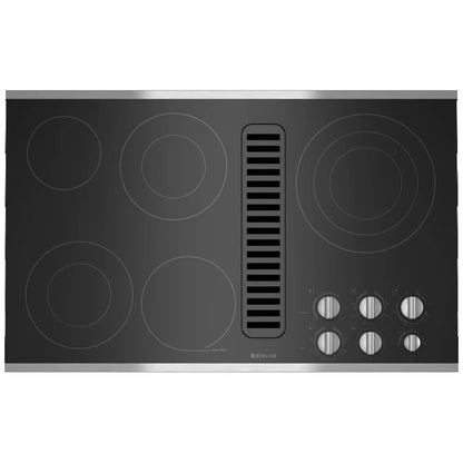 Top view of the Jenn-Air JED3536WS electric cooktop showcasing the smooth surface and burner layout.