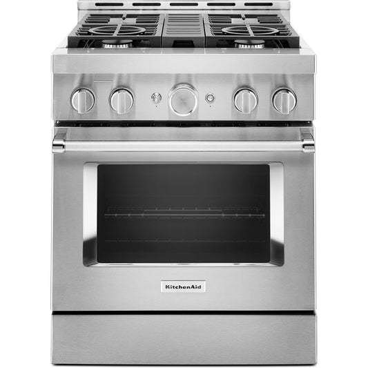 KitchenAid 30 Inch Smart Commercial-Style Gas Range with 4 Burners KFGC500JSS