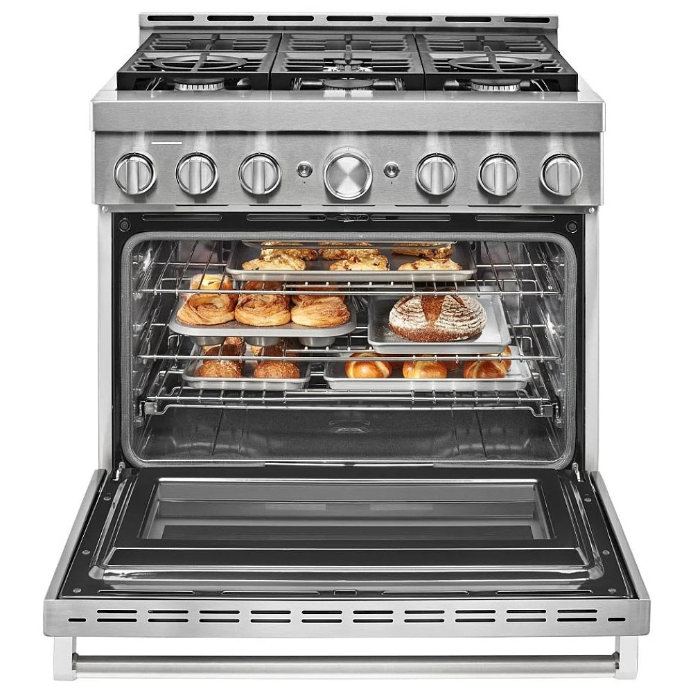 KitchenAid 36 Inch Smart Commercial-Style Gas Range with 6 Burners KFGC506JSS