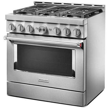 KitchenAid 36 Inch Smart Commercial-Style Gas Range with 6 Burners KFGC506JSS