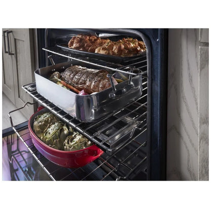KitchenAid 30 Inch Slide-in Gas Range With Front Controls And Convection KSGG700EBS