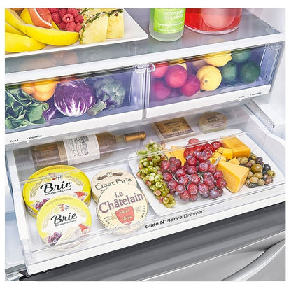 LG 33 Inch Smudge Resistant French Door Bottom Freezer Stainless Steel Refrigerator 25 Cu.ft. LRFCS2503S