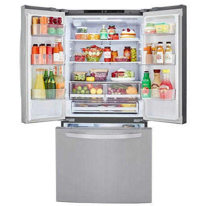 LG 33 Inch Smudge Resistant French Door Bottom Freezer Stainless Steel Refrigerator 25 Cu.ft. LRFCS2503S