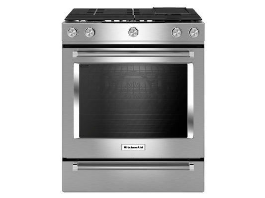 KitchenAid 30 Inch 5-burner Dual Fuel Convection Front Control Range With Baking Drawer YKSDB900ESS